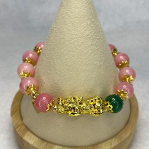 Rose Quartz and Aventurine Pixiu Charm Bracelet