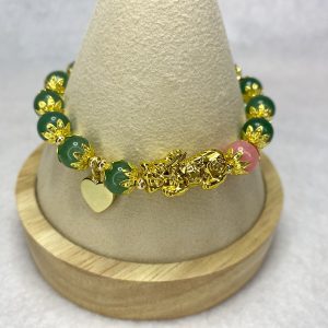 Aventurine and Rose Quartz Pixiu Magic Charm Bracelet